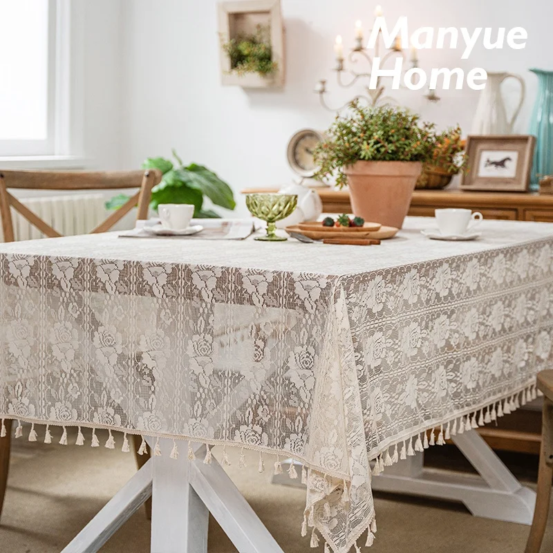 

Скатерть Elely с вышивкой розами и кружевом, скандинавский стиль, длинный коврик для обеденного стола, подставка для чайного столика, винтажная, премиум-класса, для дома