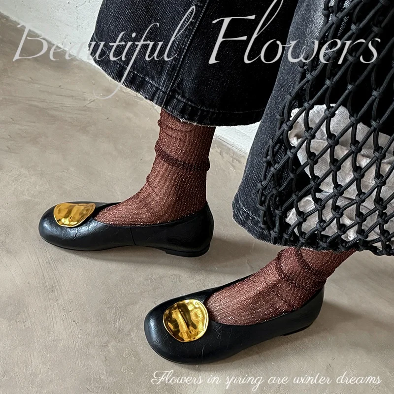 2026 new spring summer women pumps natural leather 22-25cm cowhide+sheepskin+pigskin round toe mixed color women shoes fashion