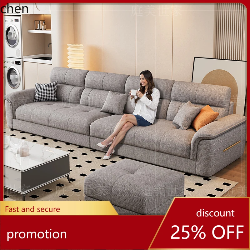 HT Chenille Cotton Linen Fabric Sofa New Cat Scratching Leather High Backrest Removable Washable Sofa Combination Model