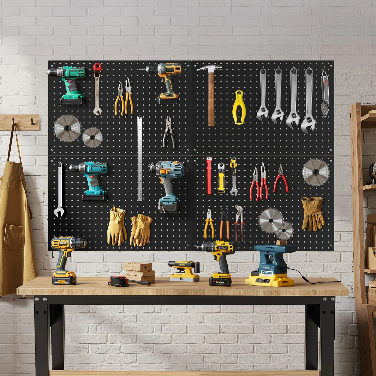

3/4pcs 24"x16" Black & White Metal Pegboard Tool Organizer Set -- Wall Mounted Steel Panel with Hooks for Garage, Workshop, Home DIY & Craft Rooms -- Heavy-Duty Storage Solution for Efficient Tool Management
