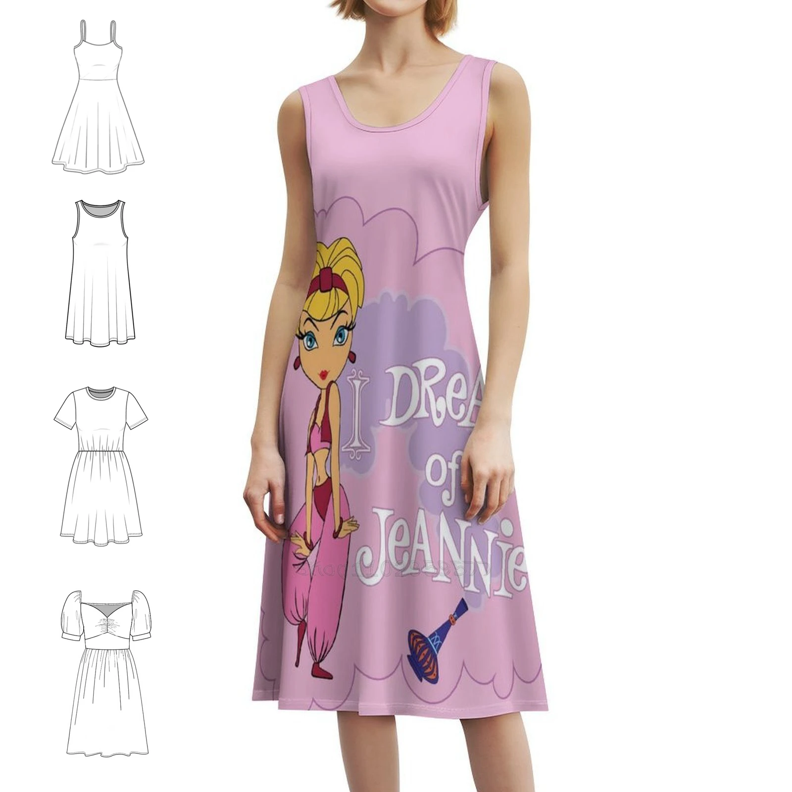 I Dream Of Jeannie 4 Women's Streetwear Party Dress Trendy Print Club Clothing For Female Dream Jeannie Old Tv Series Astronaut