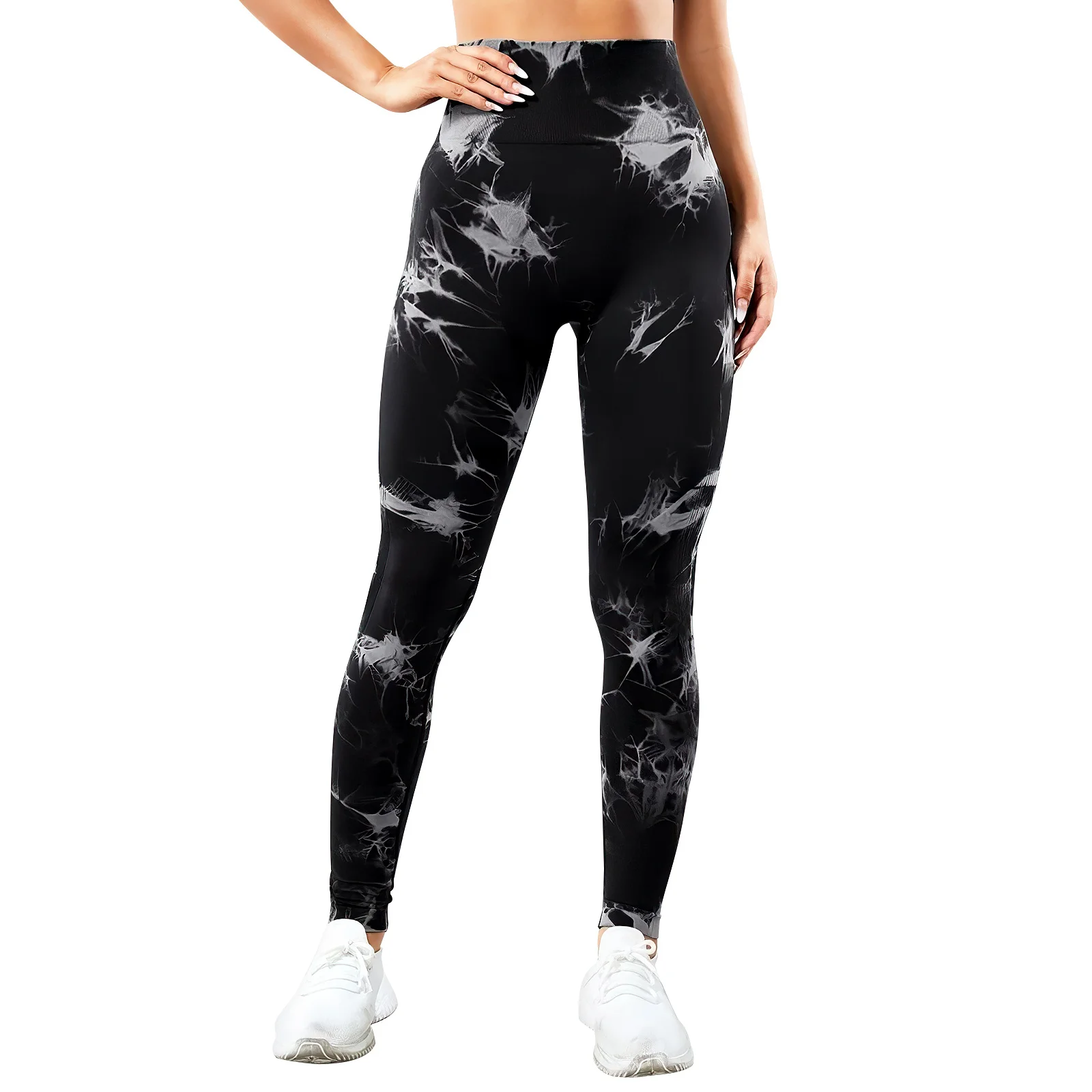 

Women High Waist Yoga Pants Breathable Seamless Cutting Tie Dye Tights for Yoga Running Cycling Dancing Sports Tights