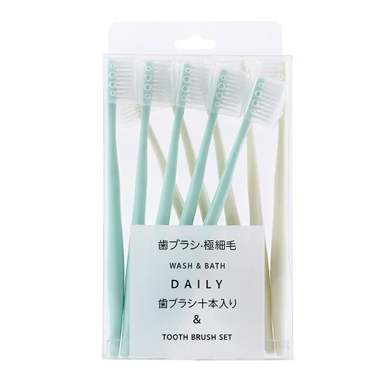 10PC/set Adult Soft Bristle Toothbrush Adult Home Soft Bristle Toothbrush Adult Small Head Toothbrush with Sheath Wholesale