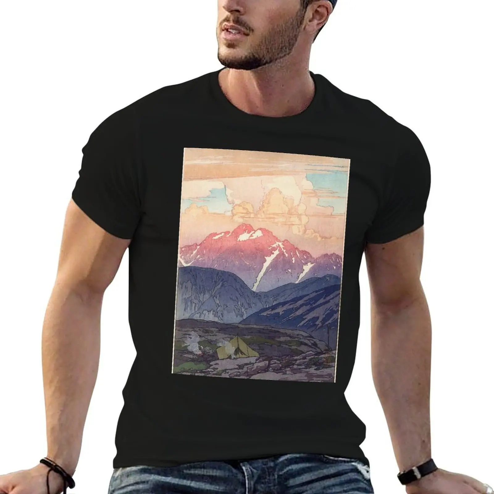 Japanese Yoshida Mountain Art T-Shirt kawaii clothes animal prinfor boys vintage clothes aesthetic clothes men workout shirt