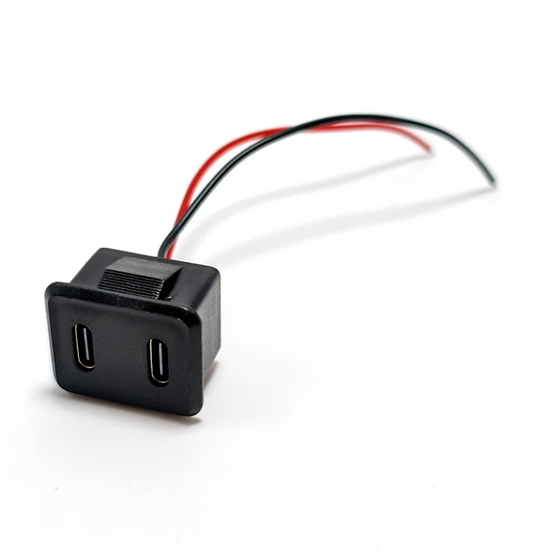 

5/10pcs Double Layer Usb Female Base Type-C Socket Charging Socket Power Socket With Cable Connector