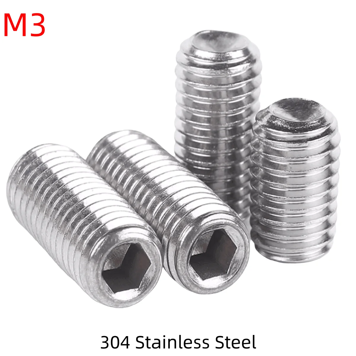 

M3 304 Stainless Steel Socket Set Screws Allen Head Hex Hexagon Socket Set Screws Cup Point DIN 916