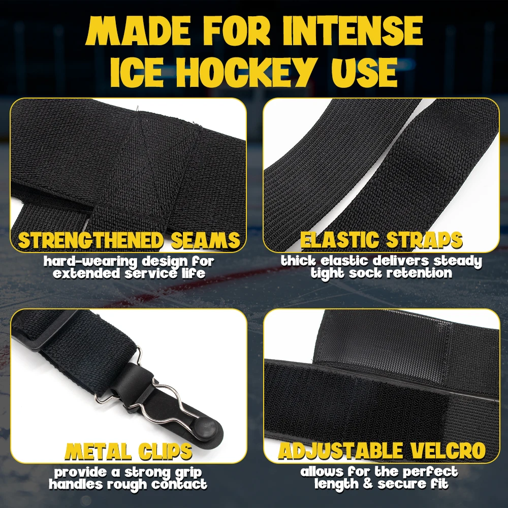 Ice Hockey Garter Belt Non-Slip Highly Elastic Sports Garter Belt Adjustable Hockey Sock Supporter Fit Hockey Baseball Soccer