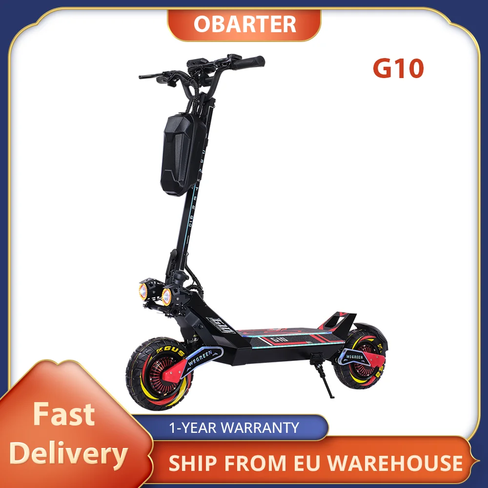 OBARTER G10 Electric Scooter, 2*1200W Dual Motor, 48V 20Ah Battery, 10 Inch Off-Road Tires, 65km/h Max Speed Hydraulic Disc Brak