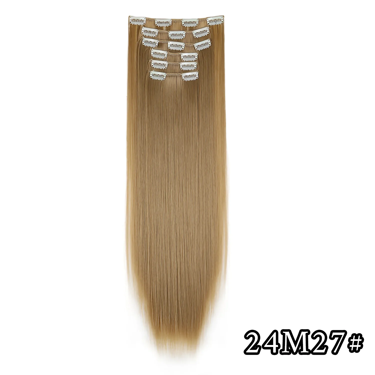 24 Zoll 16 Clips in Haarverlängerungen Lange glatte Frisur Synthetische blonde schwarze Haarteile Hitzebeständiges Kunsthaar Täglicher Gebrauch – Detail 13