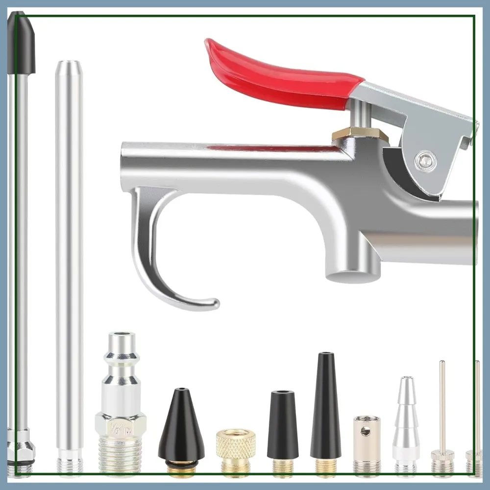 

Air Blow Gun Kit, 2PCS Flow Extensions, 4PCS Nozzle Tips, 13PCS Compressor Accessories