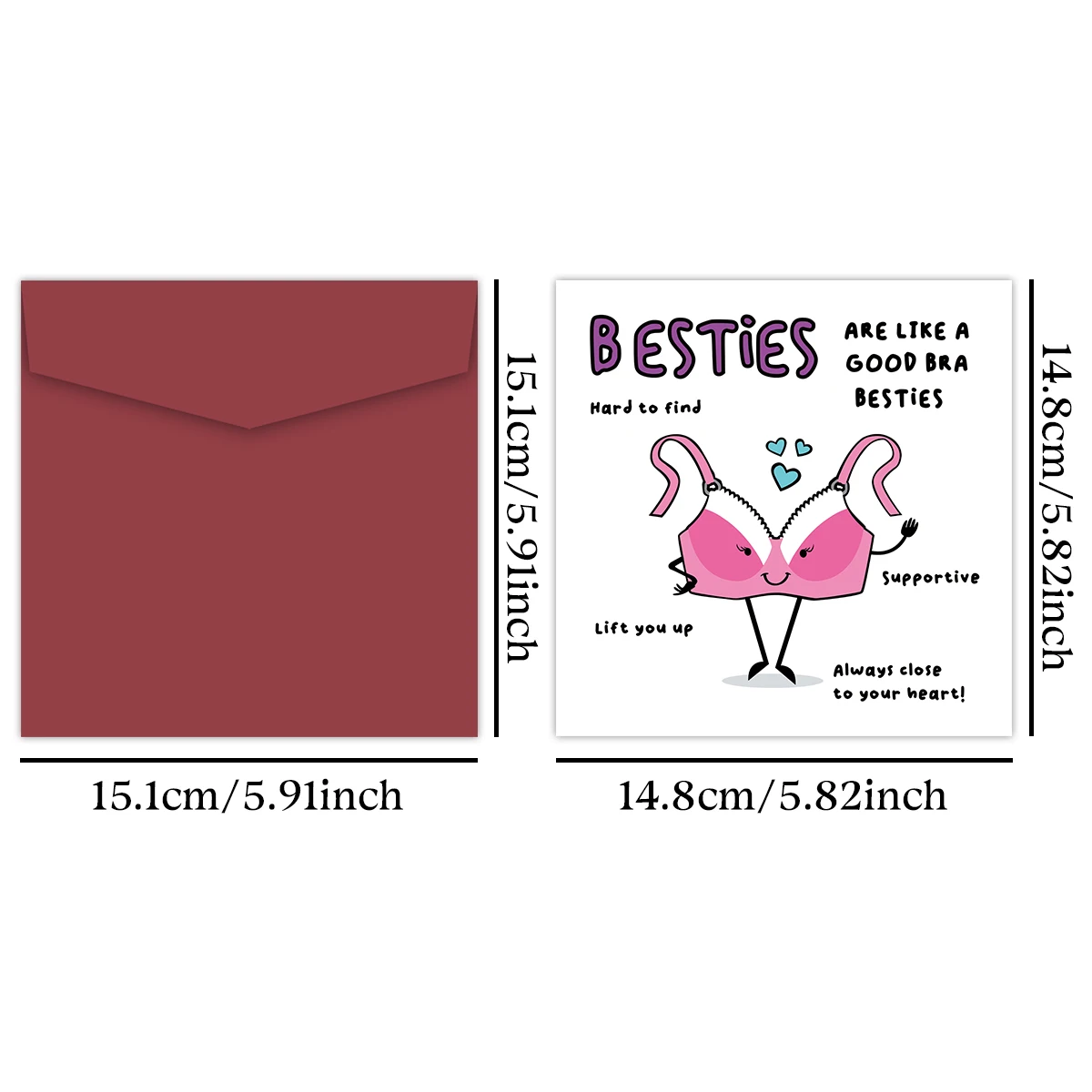 1PC Unique Bestie Birthday Card,Besties Are Like a Good Bra,Funny Birthday Card for Best Friends Heartfelt Greeting Card for Her