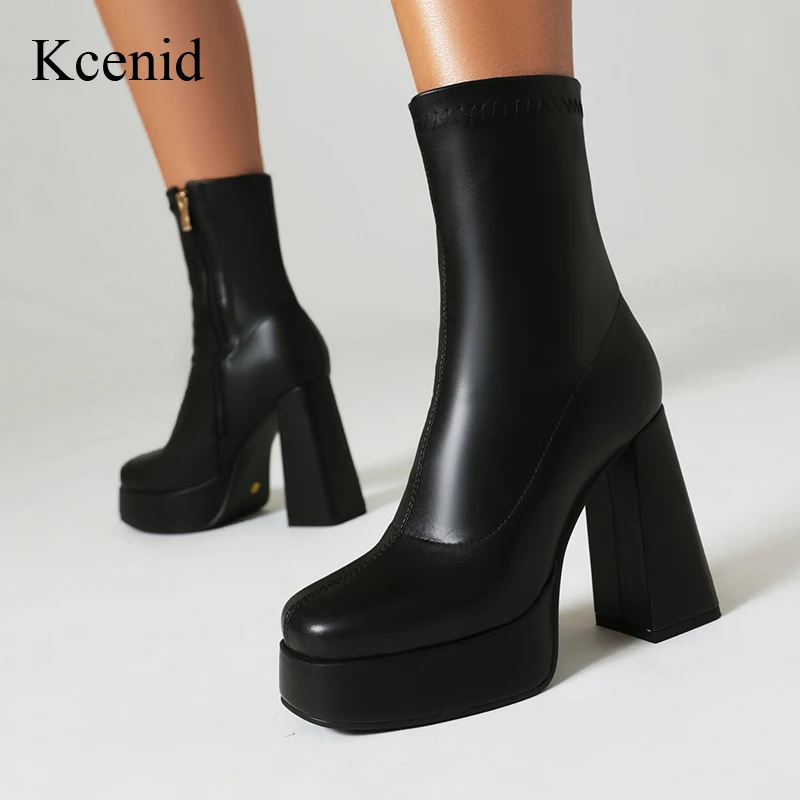 

Kcenid 2024 Ankle Boots For Women Autumn Winter Shoes Ladies Strange High Heels Boots Fashion Platform Chunky Heels Party Shoes