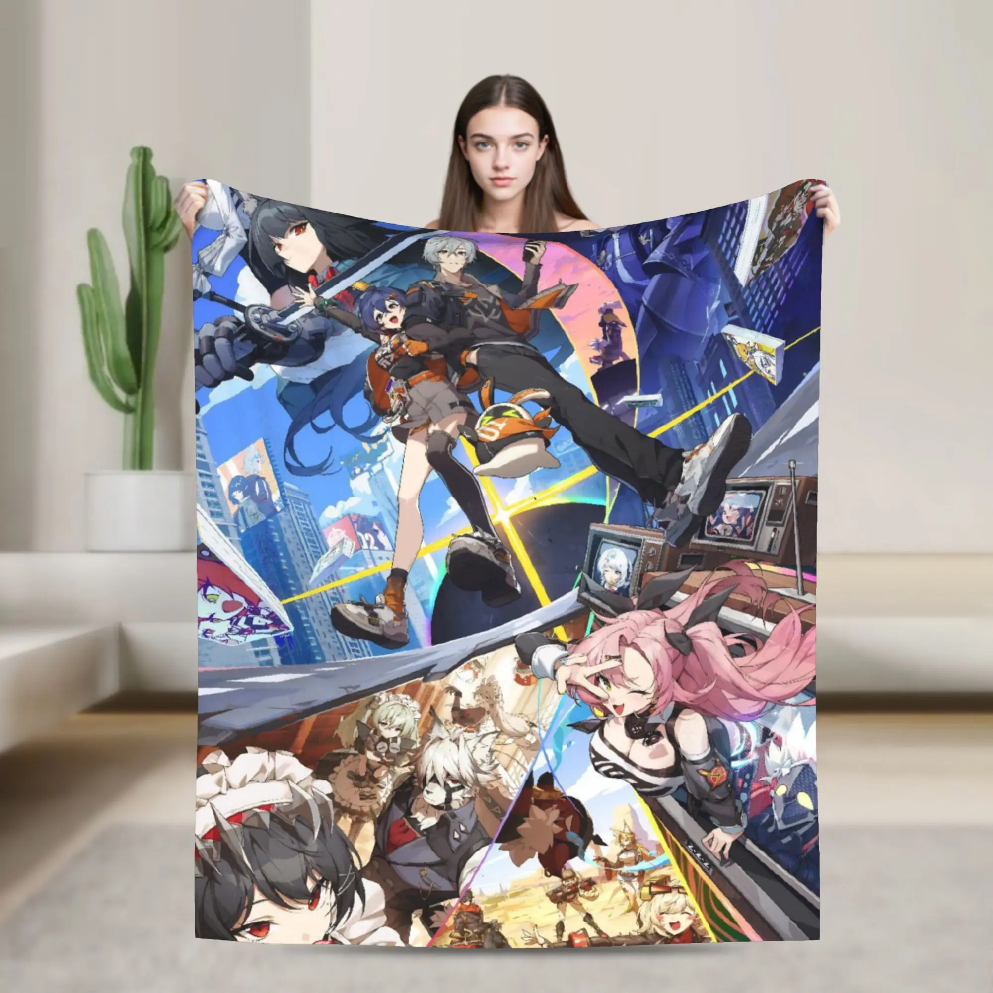 Zenless Zone Zero Blanket Multiple Sizes Soft Fuzzy Plush  Throw Blankets for Sofa Couch and Bed