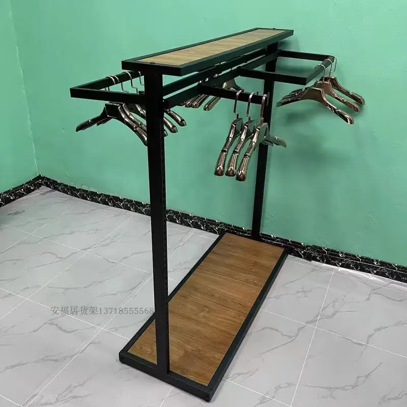 custom.Boutique Clothing Store Custom Metal Display Rack Double-Sided Light-Duty Storage Stand