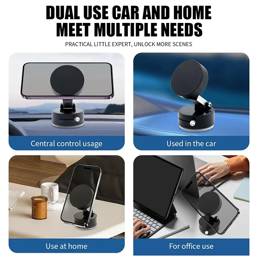 Vacuum Magnetic Phone Holder Foldable & Portable Phone Stand Multipurpose Phone Holder for Car Home Office Car Essentials