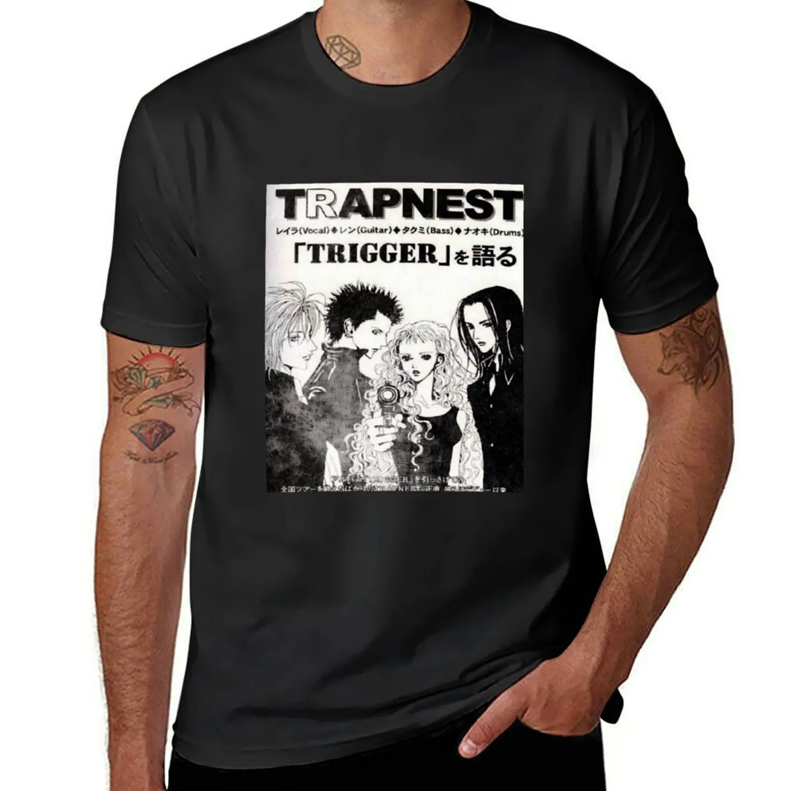 Trapnest Band T-shirt tops plain oversizeds kawaii clothes mens t shirts pack