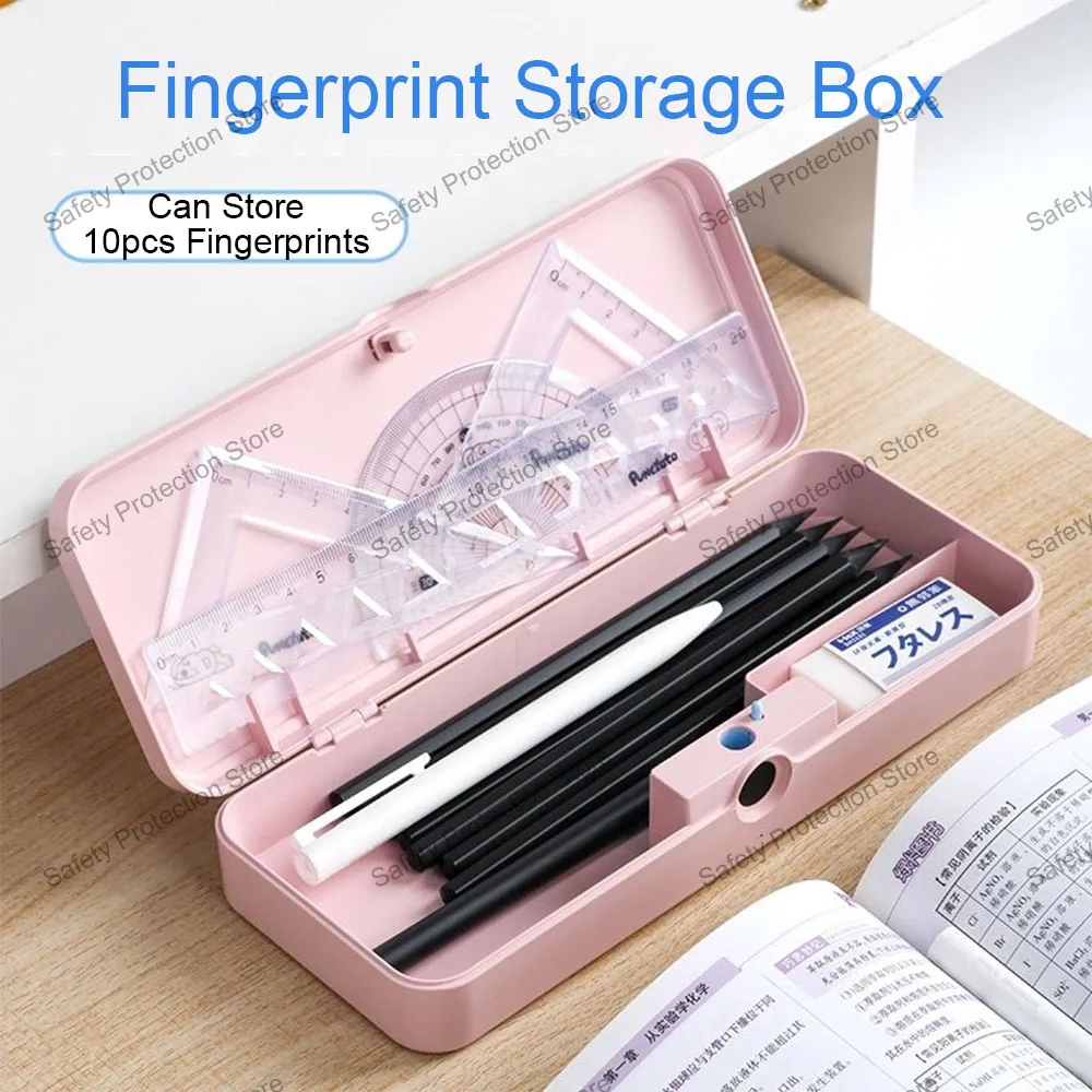 Fingerprint Storage Box Student Pen Case Fingerprint Safe Box Household Secret Hidden Safe Stationery Privacy Protection Box