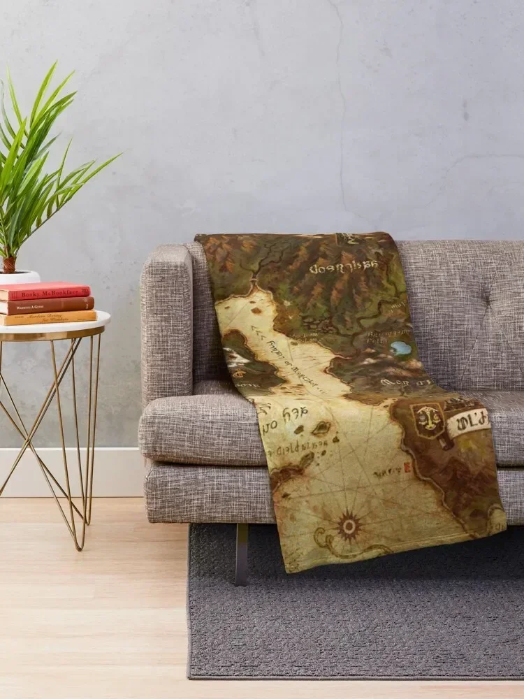 Eorzea FFXIV Map Throw Blanket Softest halloween Blankets