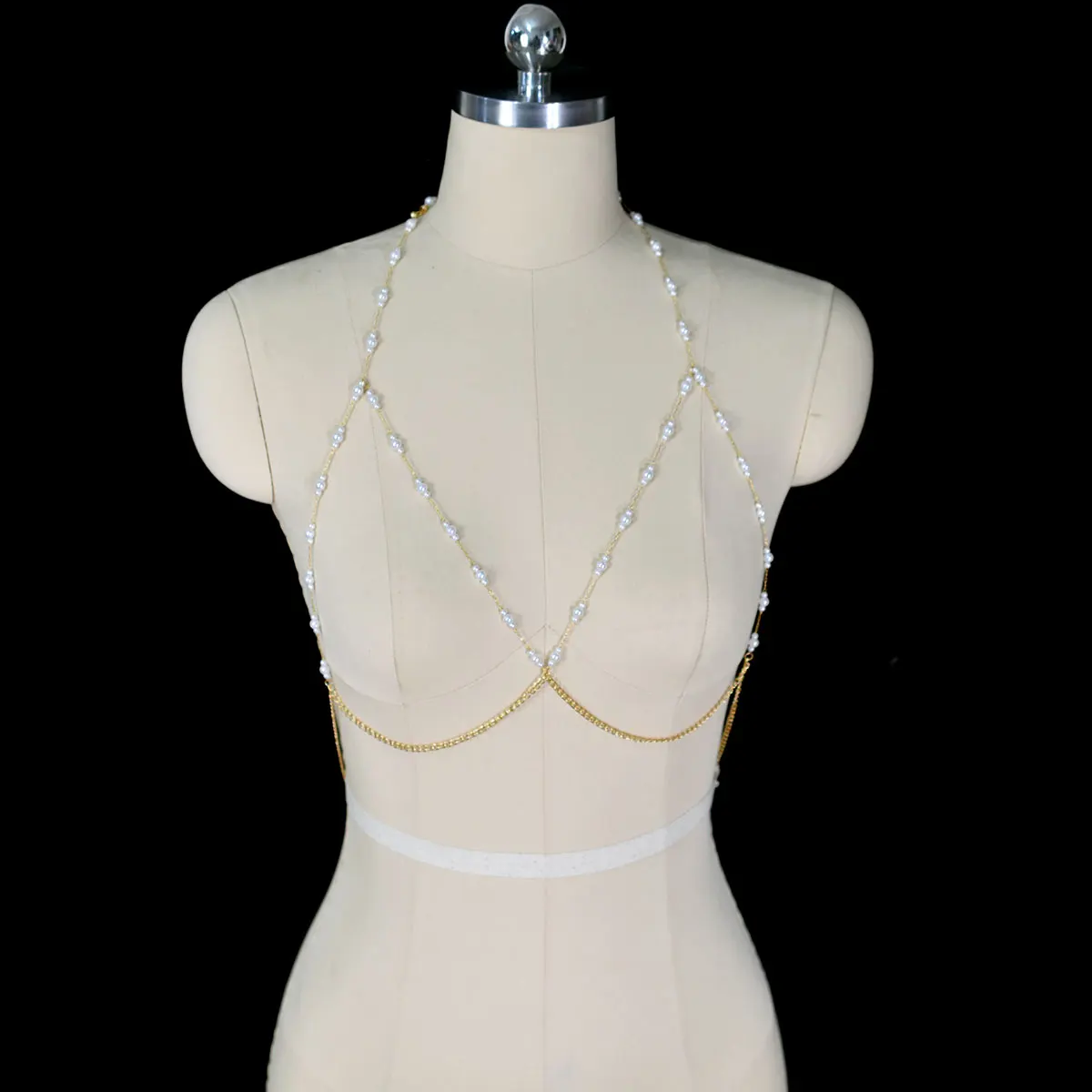 Sexy Simple Beaded Bra Chain Elegant Fashion Body Jewelry Music Festival Party Clothing Matching Chain
