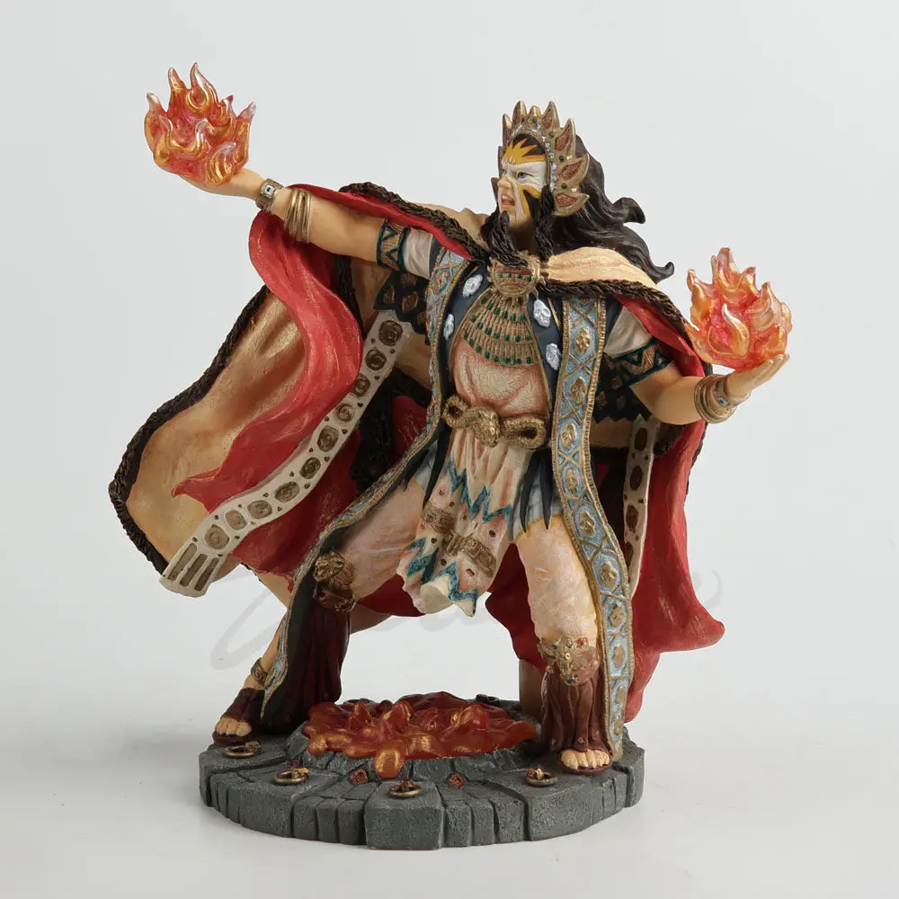 Mythical Fire Mage Statue Resin Sorcerer with Fireballs Figurine Fantasy Home Decor Collectible Sculpture Room Ornament Gift