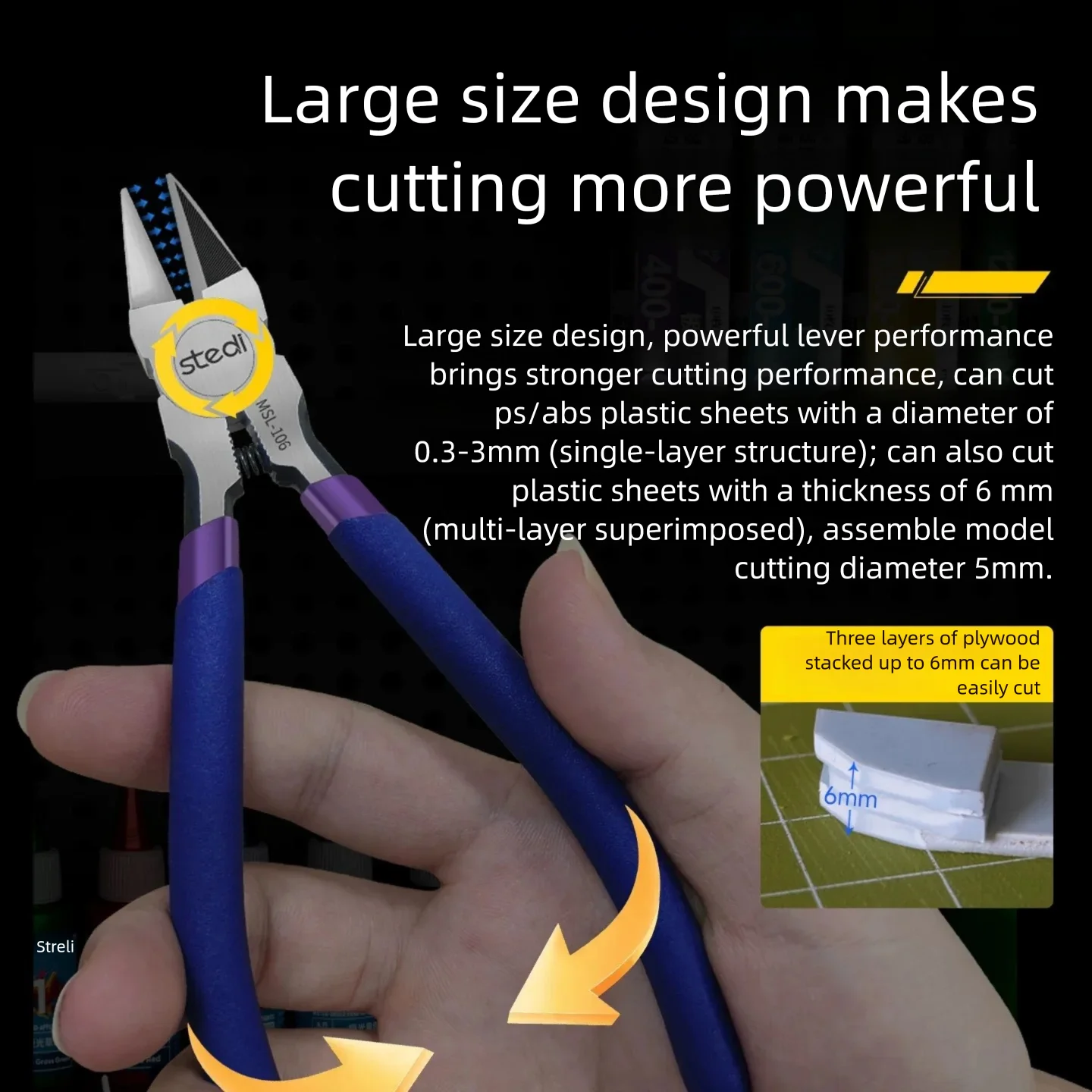 Stedi MSL106 Large Size Single Edge Scissors Model Pliers Plastic Model Parts Cutting Nipper for Modeling Hobby Tools DIY