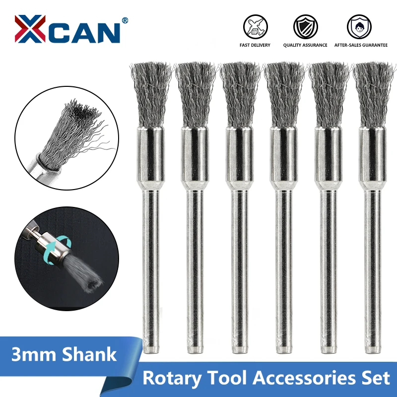 XCAN Steel Wire Wheel Brush Set 3.0mm Shank for Dremel Rotary Tool Metalwokring Polishing Tool Abrasive Tool Brush