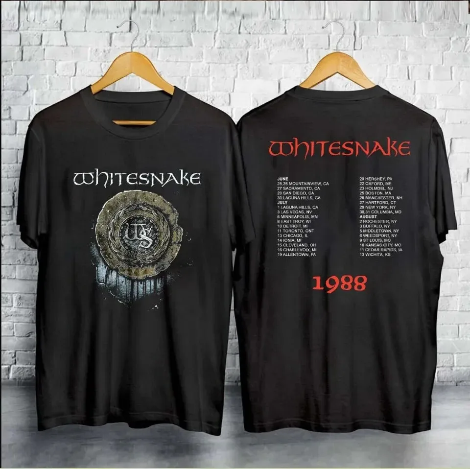 Camiseta unisex de la gira de conciertos de rock de Whitesnake de 1988
