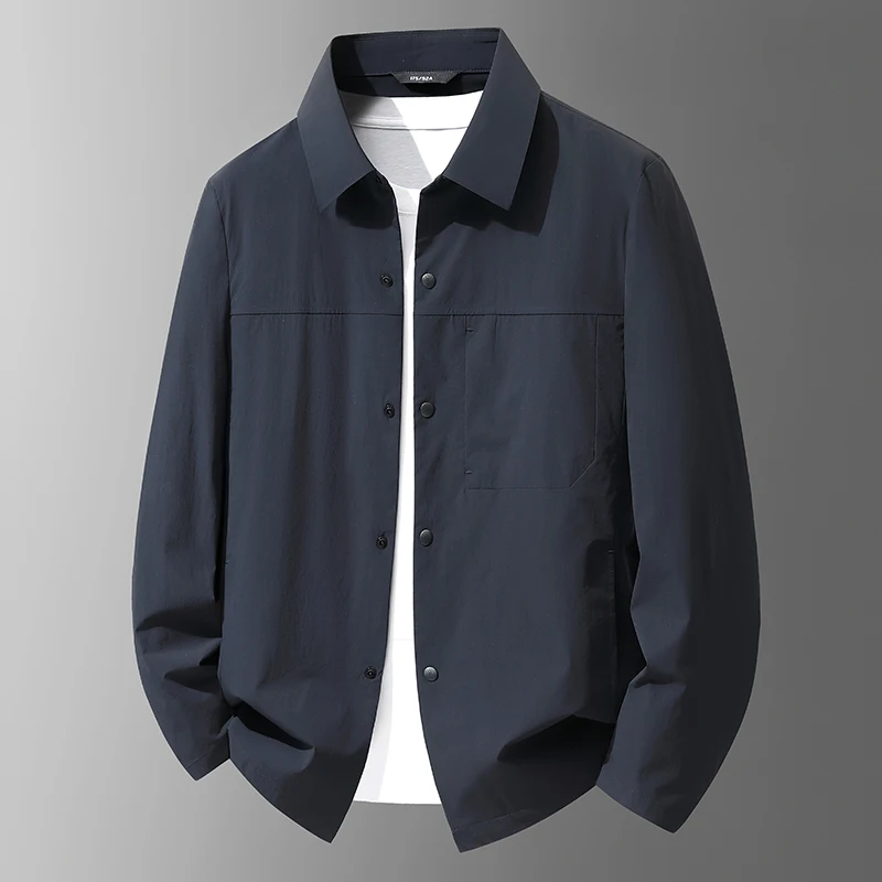 New 2026 Spring/Summer No Trace Sunscreen Shirt Casual Thin Men's Jacket Business High End Slim Fit Turn-Down Collar Top Outcoat