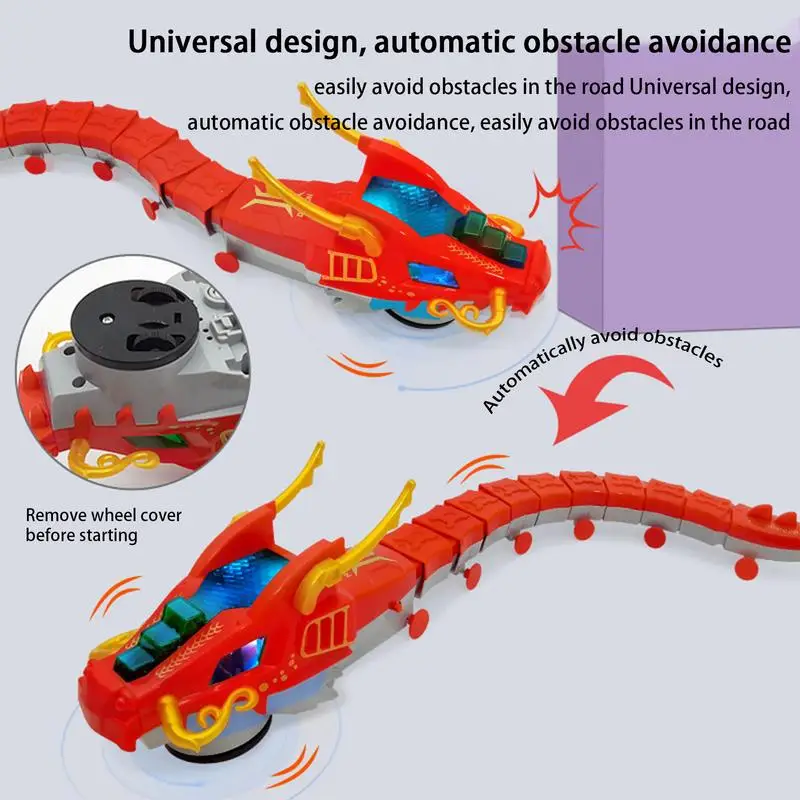 Cartoon Dragon Gebouw Cartoon Dragon Blokken Met Omni-Directionele Wiel Grappige Dragon Speelgoed Met Slang Lopen Voor Kinderkamer Leven