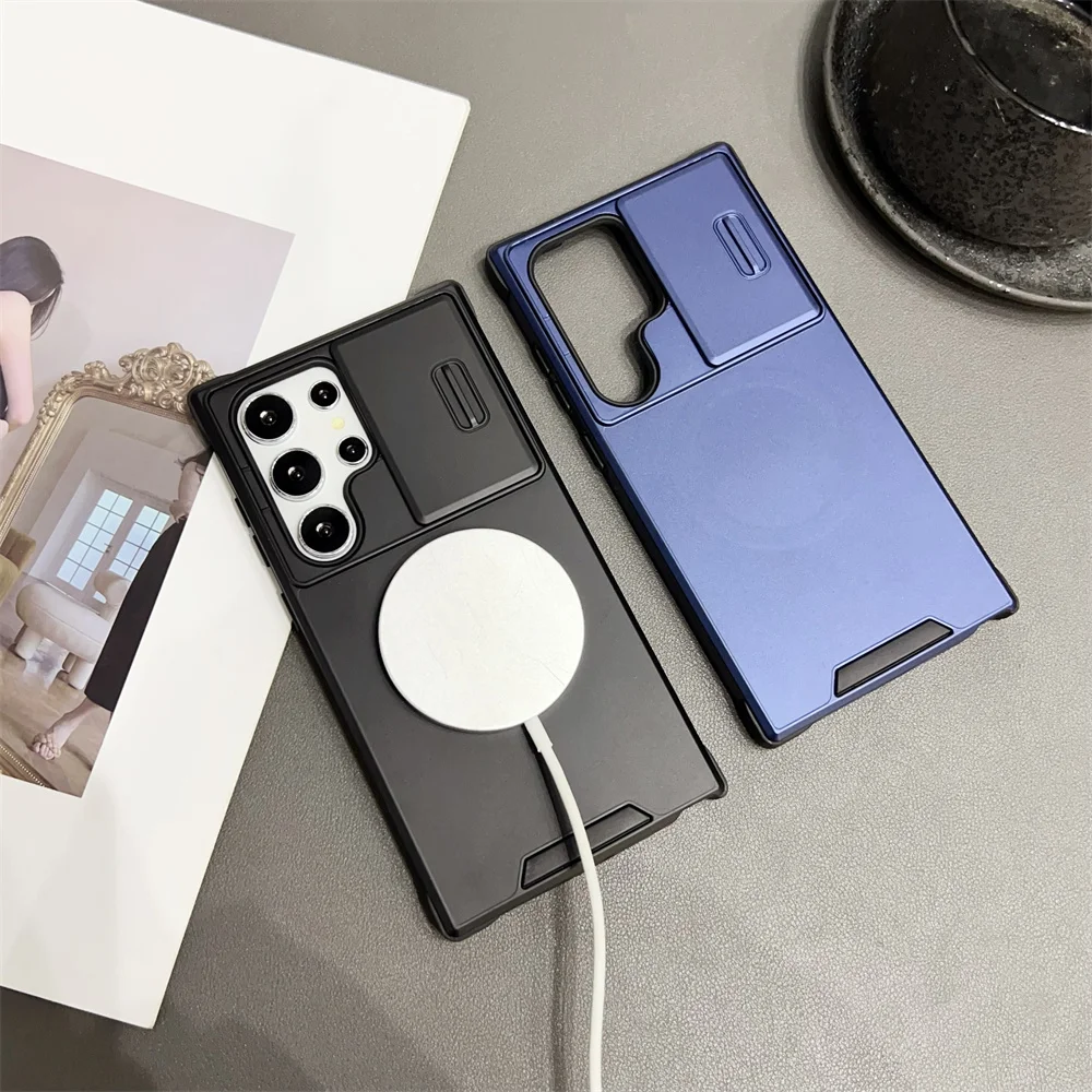 삼성 노트 10 20 S20 S21 S22 S23 FE S24 플러스 S25 울트라 A06 A16 카메라 슬라이딩 보호 델럭스 아머 폰 케이스