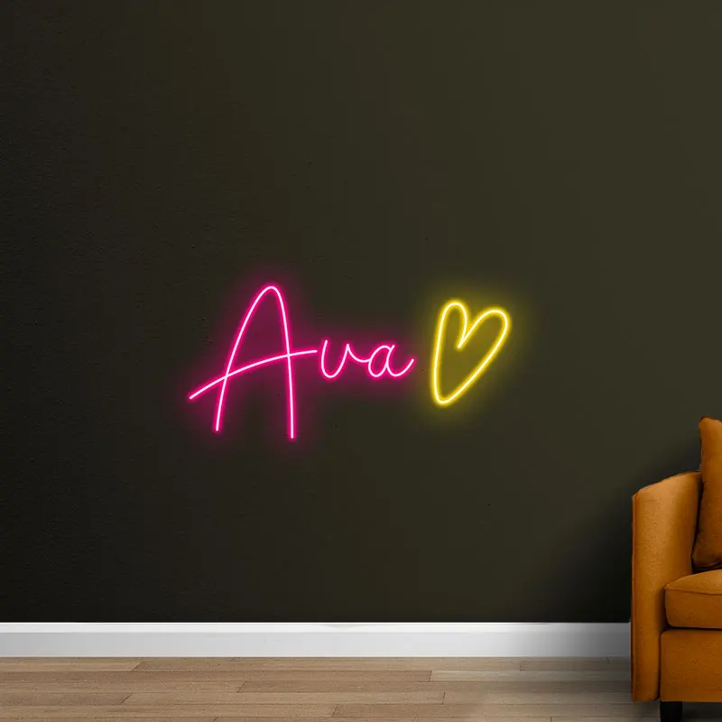 Toysign Ava Personalized Neon LED Wall Sign – Customizable Kids Room Decor with Soft Glow, Aesthetic Bedroom or Birthday Gift