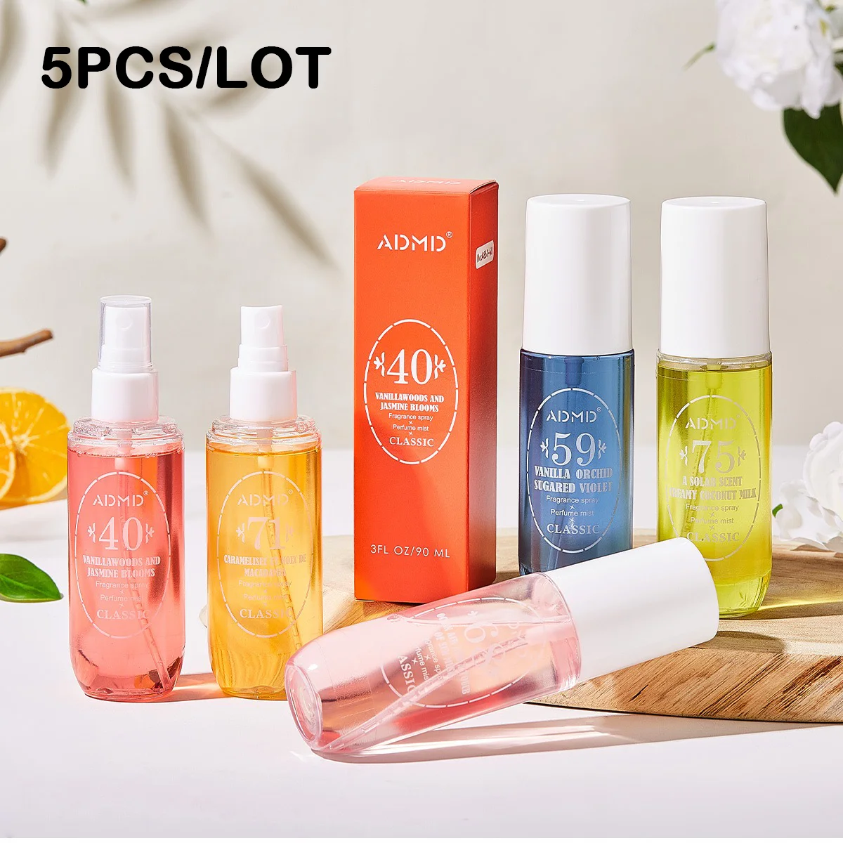 

5PCS / LOTCrushed Digital Perfume Spray Long Lasting Fresh Light Fragrance Alcohol Free Body Mist90ML