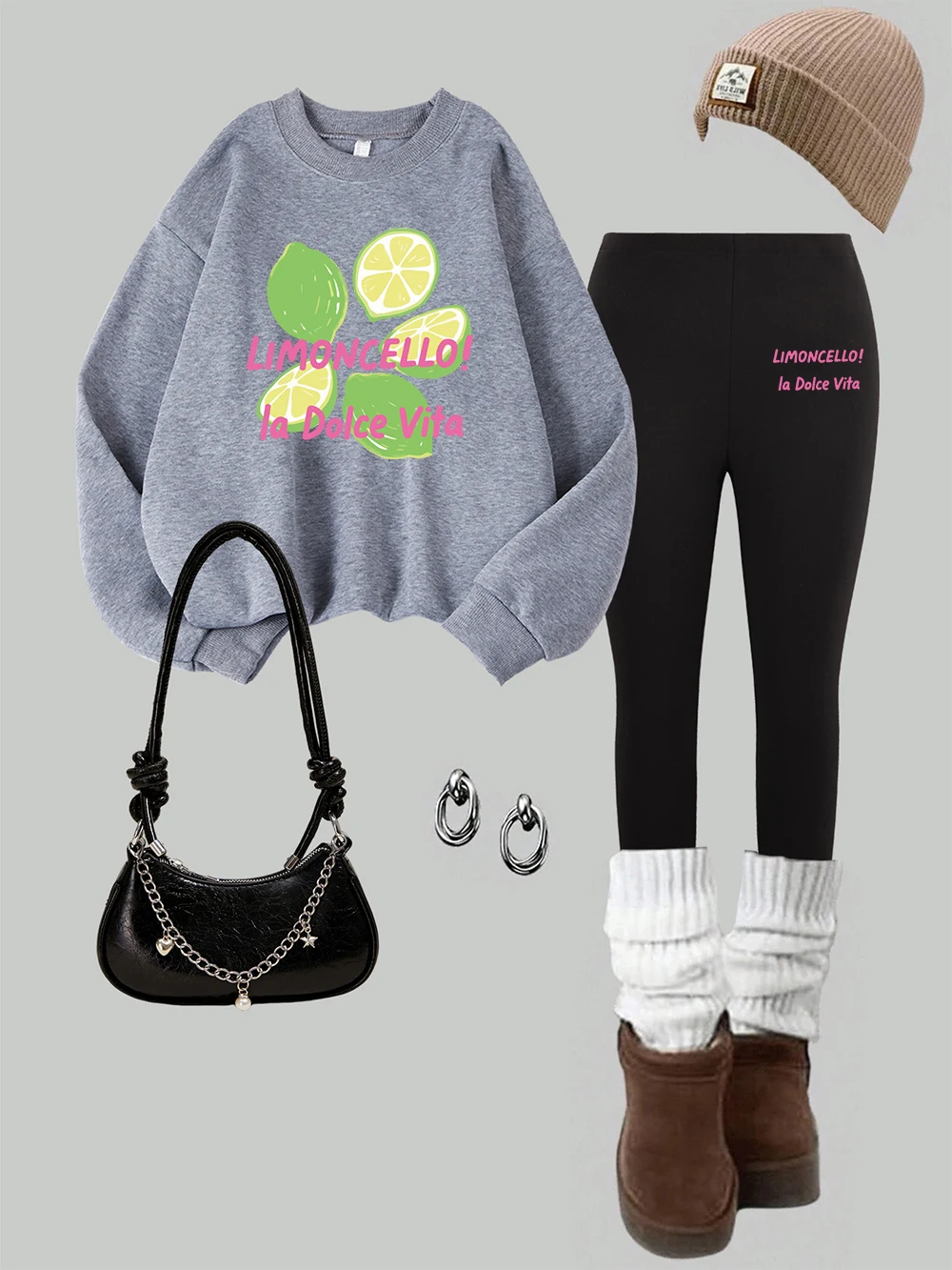 

Женский свитшот с принтом лимона Limon Cello La Doice Vita, леггинсы, комплект уличных теплых флисовых штанов с капюшоном, зимняя одежда