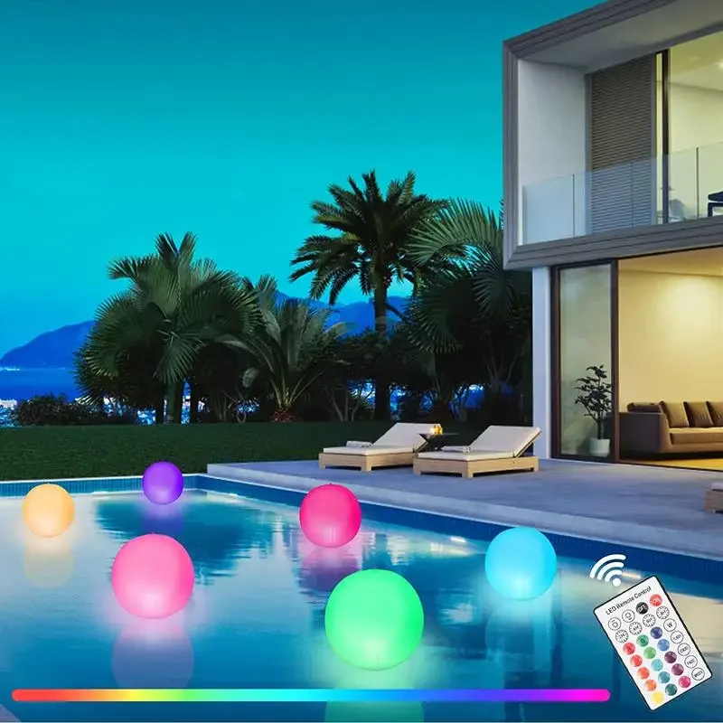 Led Light 16 Colors Luminous Beach Ball Waterproof Under Water Led Light Remote Control Rgb Submersible Light For Pool Wed Decor