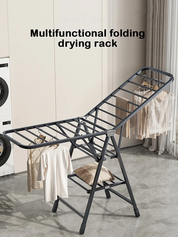 Multifunctional Drying Rack Household Balcony Airfoil Folding Hanger Simple Stabilize The Carbon Steel Quilt Rack