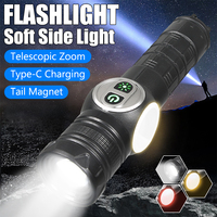 Super Bright LED Flashlight USB Rechargeable Torch Light Zoomable & Magnetic High Power Spotlight Outdoor Camping Fishing Torch