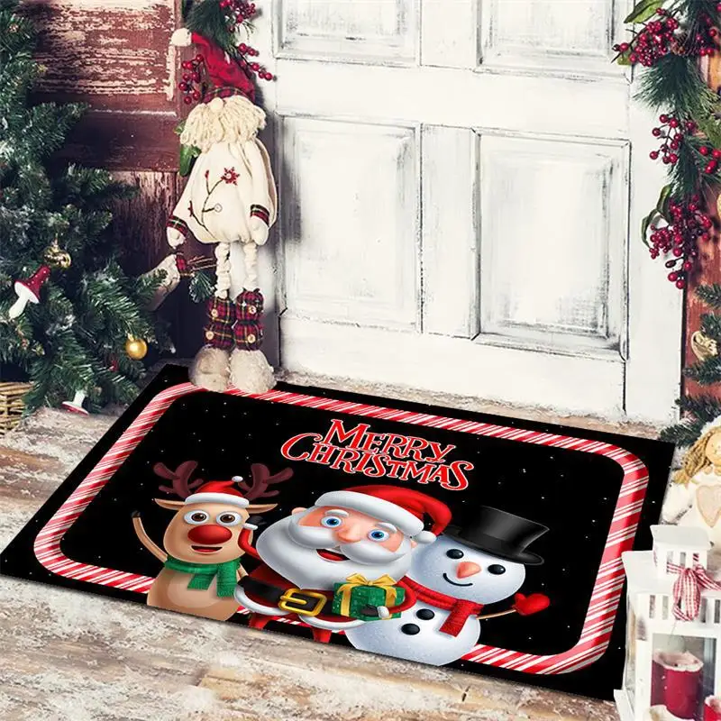 Christmas Decoration Floor Mat Entrance Door Bedroom Bath Toilet Anti Slip Mat Carpet 2024 Merry Christmas Navidad New Year Gift