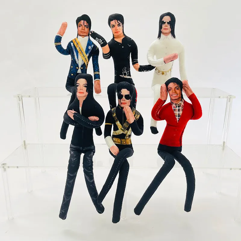 6 Stück Michael Jackson Cosplay Requisiten Plüschpuppen Stofffiguren Abstrakte Gelenkbewegliche Raumdekoration Desktop-Ornamente Geschenk