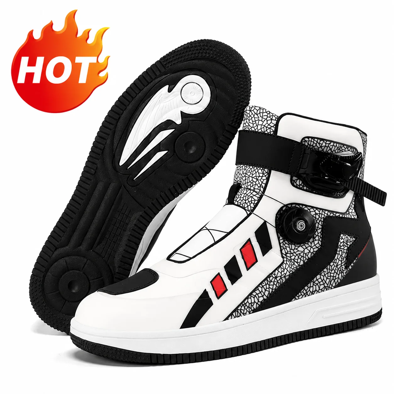 Motorcycle Riding Boots Unisex High Top Anti-Slip Wear-Resistant Comfortable Four Season Motorbike Shoes for Street Off-Road