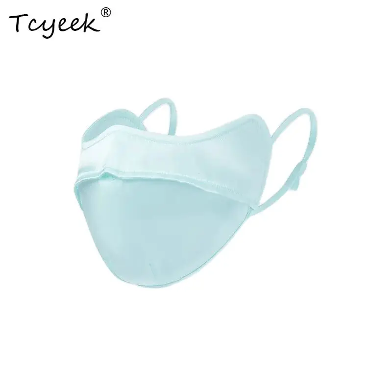 Tcyeek، أقنعة حريرية حقيقية 100%، حماية من أشعة الشمس فوق البنفسجية للجنسين، قناع وجه رقيق لركوب الدراجات قابل للتنفس، صيف وخريف A48056QC #1