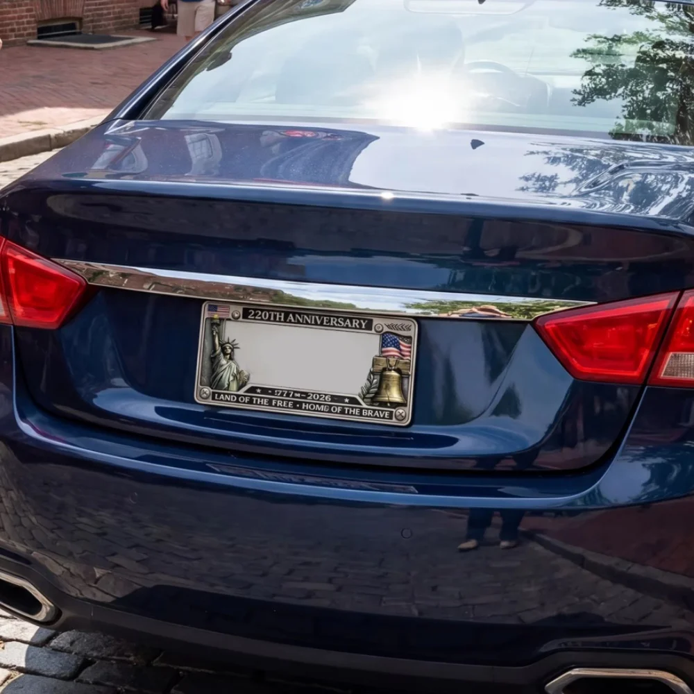 United States 250th Anniversary License Plate Frame Cover, Commemorative Patriotic Universal Car Tag Holder, Fits Standard Size