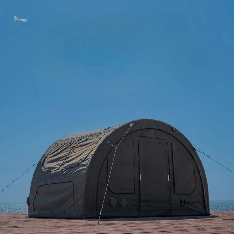 

Tunnel, inflatable, tent, polyester and cotton 10 square meters, permanent, campground, viewing door, removable, tent bottom