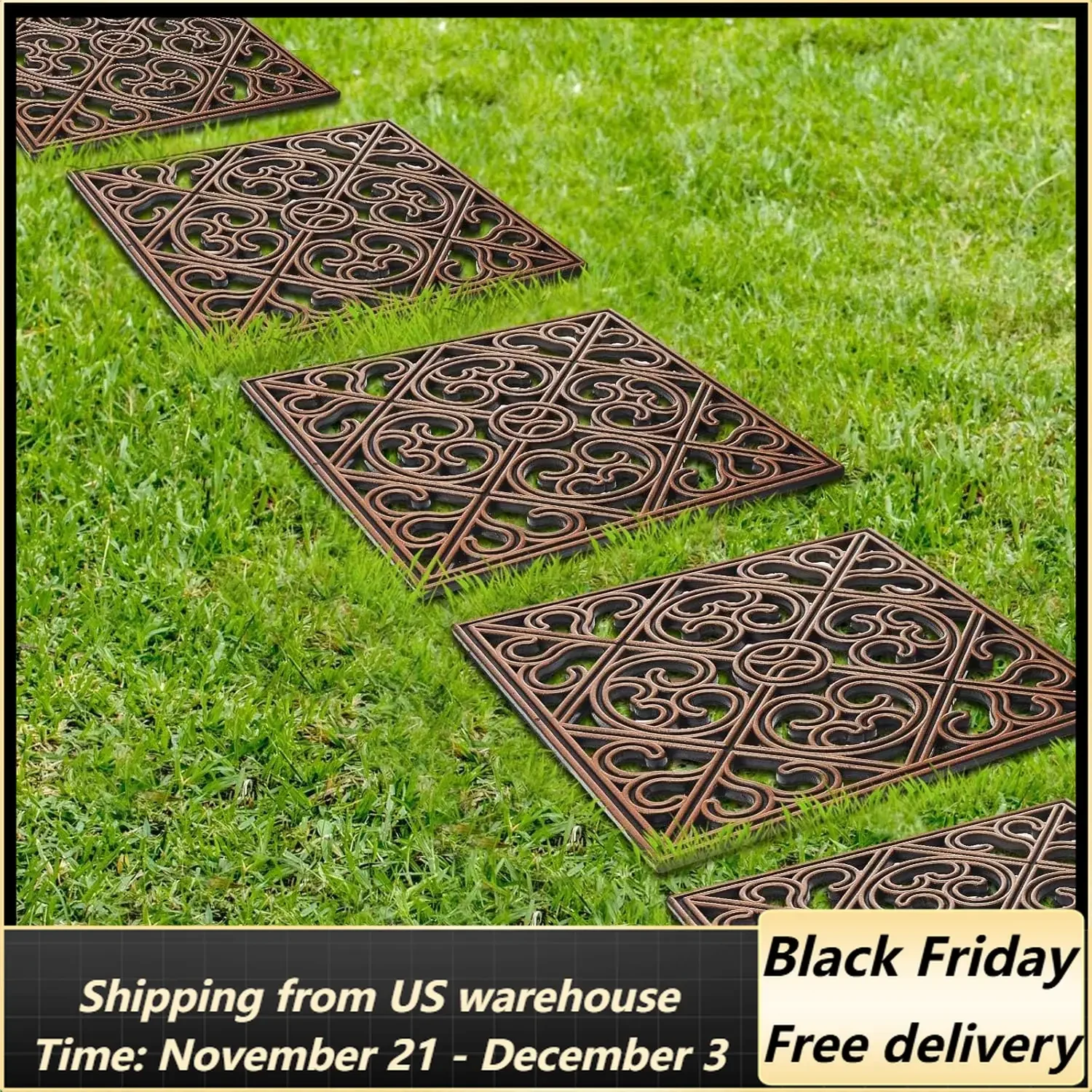 8 Pcs 12 x 12 in Stepping Stone for Garden Rubber Stepping Stone Tile Decorative Garden Mat Heavy Duty Tile for Outdoor