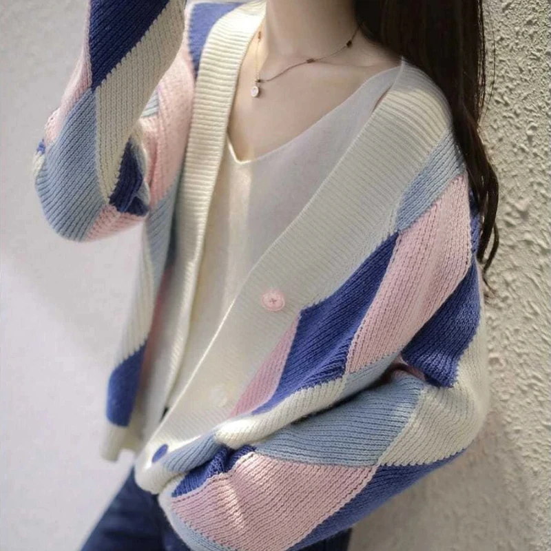 Fashion 2024 Loose Women's Cardigans Jacket Outerwear Fall New in Knitwear Chic Attractive Korean Style Y2k Ladies Knit Sweaters