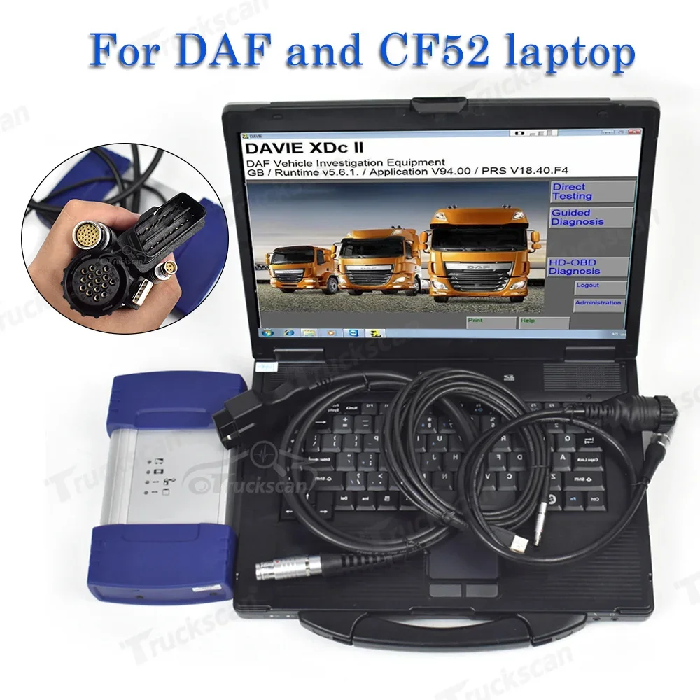 2024Thoughbook CF19 and Heavy duty Truck diagnostic tool For DAF 560 MUX Diagnostic kit for daf PACCAR Davie software diagnostic