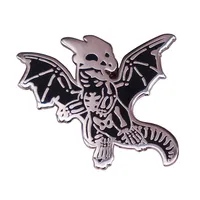 Flying Winged Dragon Skeleton Enamel Pin Fantasy Creature Animal Brooch Spooky Occult Halloween Jewelry