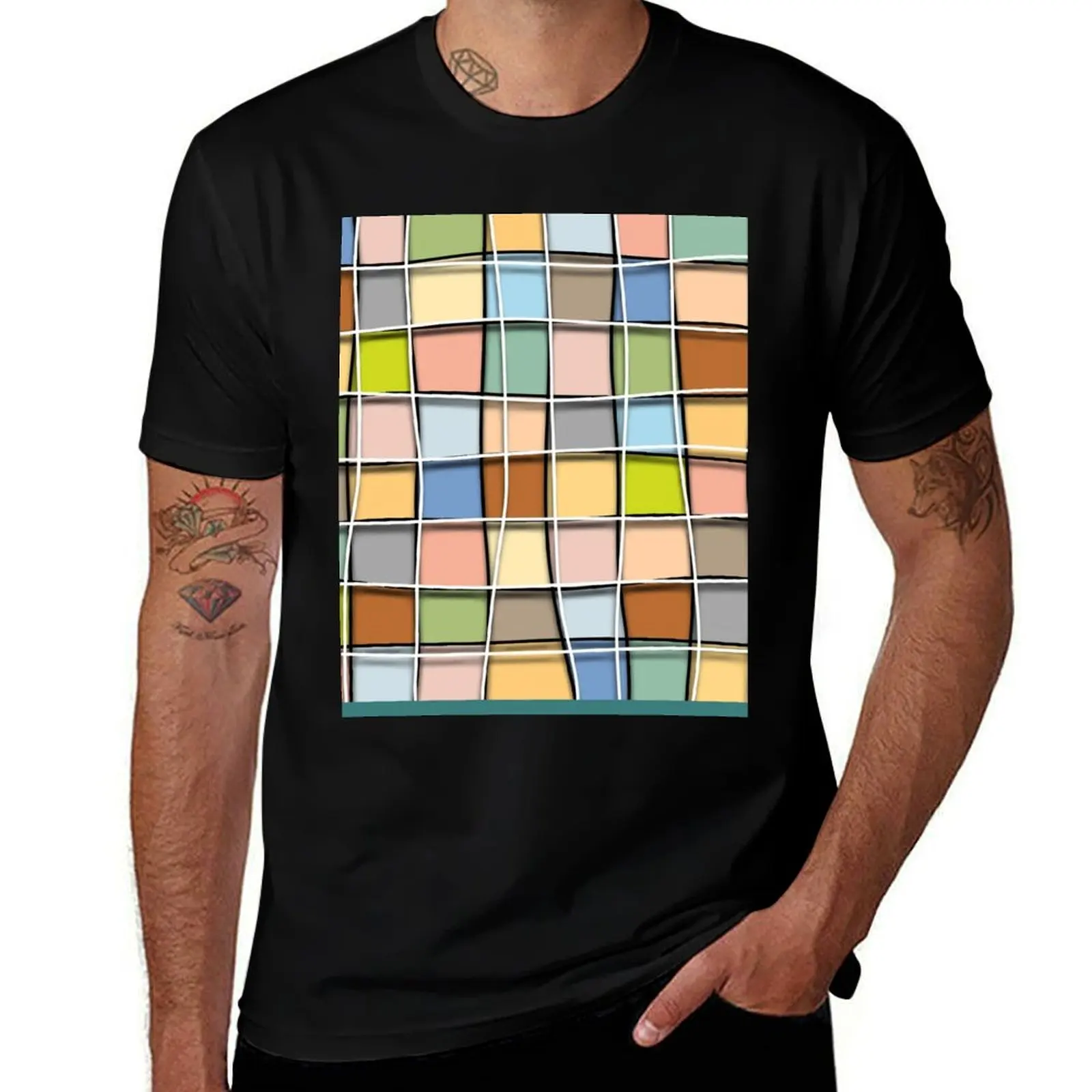 

Multicolor grid T-Shirt cotton t shirts man 100% printed t shirts for man anime t shirts oversize T-shirt