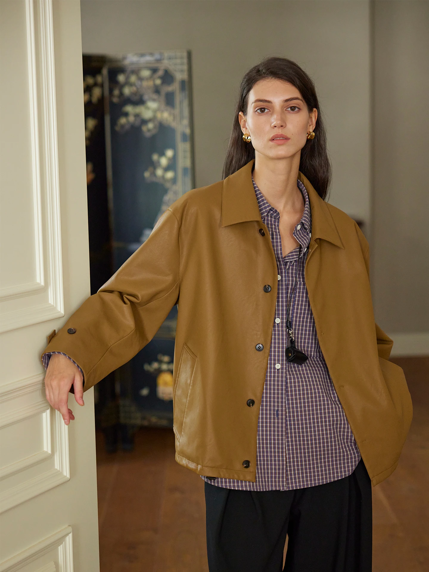 Moofeel Ultra Soft Fog Sensation Leather Jacket Casual Style Turn-down Collar Comfortable Fit Women's Outerwear for Early Autumn