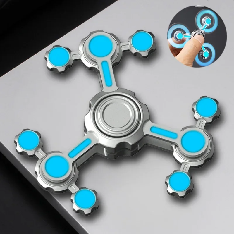 Stress Relief Toy Metal Luminous Fidget Spinner Antistresse Rotating Roller Handle Glowing Spinning Tip Top Gyro EDC Novelties