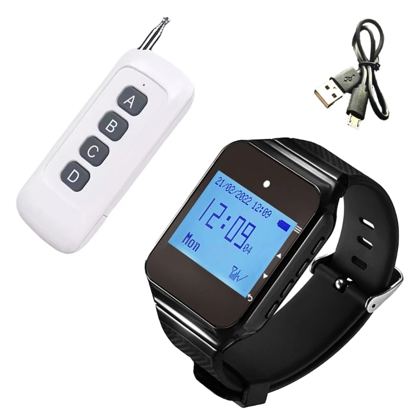 Alarma muñeca emergencia impermeable para cuidadores edad avanzada receptor reloj plástico